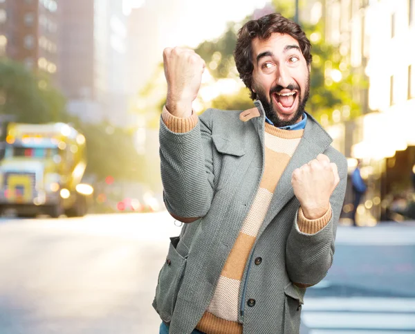 Joven loco con expresión feliz — Foto de Stock