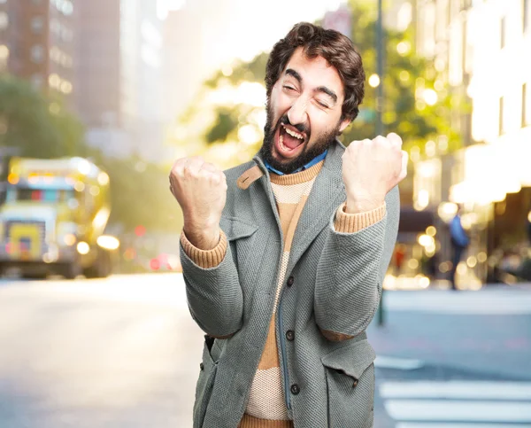 Young crazy man with happy expression — Stock Photo, Image