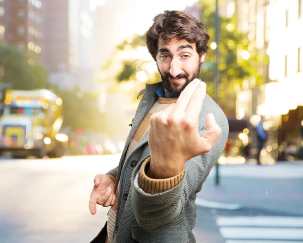 Giovane pazzo con espressione felice — Foto Stock