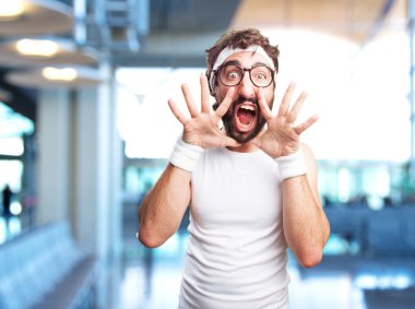 kızgın ifade ile deli sporcu