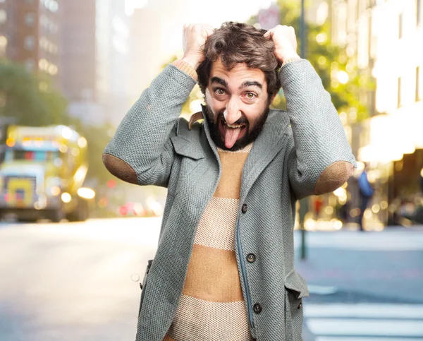 Young crazy man with happy expression — Stock Photo, Image