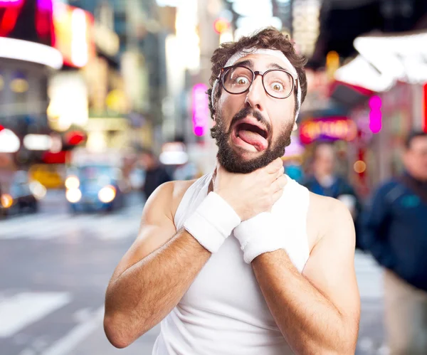 Deportista loco con expresión preocupada — Foto de Stock