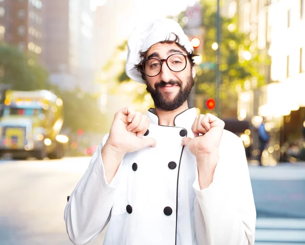 crazy chef with happy expression