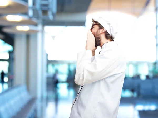 Pazzo chef con espressione arrabbiata — Foto Stock