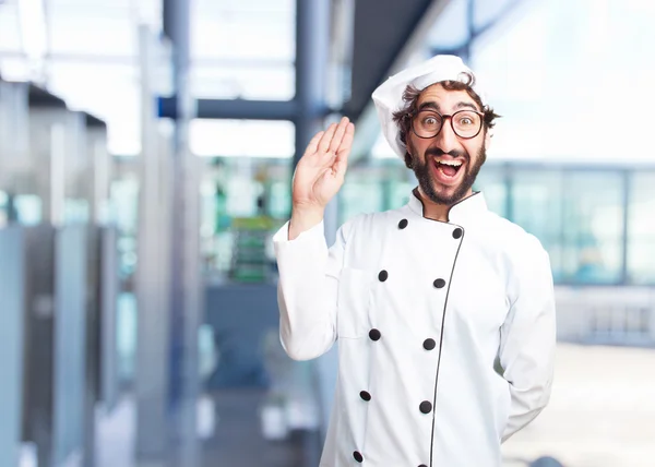 crazy chef with happy expression