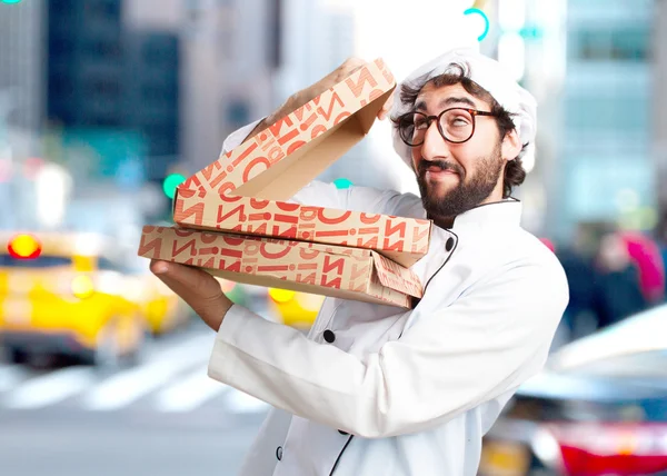 Pizza ile deli Şef — Stok fotoğraf