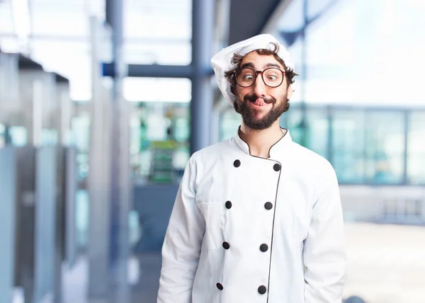 Chef loco con expresión feliz — Foto de Stock