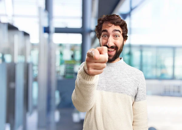 Joven loco con expresión feliz — Foto de Stock