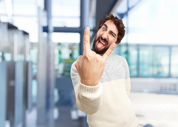 Joven loco con expresión feliz — Foto de Stock