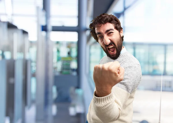 Joven loco con expresión feliz — Foto de Stock