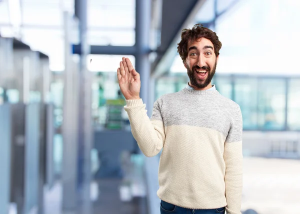 Joven loco con expresión feliz — Foto de Stock