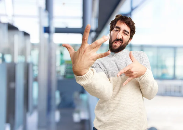 Joven loco con expresión feliz — Foto de Stock