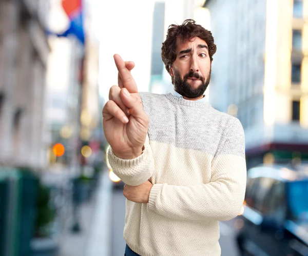 Giovane pazzo con espressione preoccupata — Foto Stock