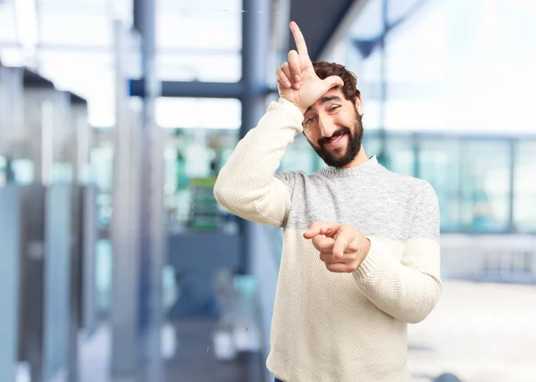 Junger Verrückter mit glücklichem Gesichtsausdruck — Stockfoto