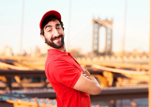 Crazy dealer with happy expression — Stock Photo, Image