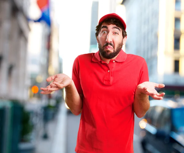 Young crazy man with worried expression — Stock Photo, Image
