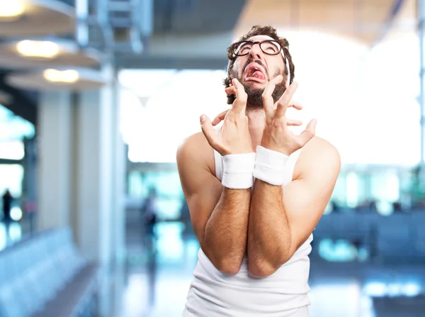 Sportif fou avec expression en colère — Photo