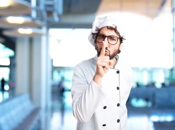 Gekke chef-kok met boze expressie — Stockfoto