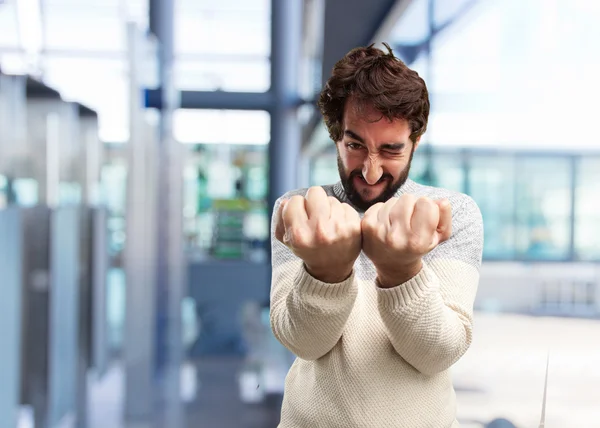 Junger Verrückter mit glücklichem Gesichtsausdruck — Stockfoto