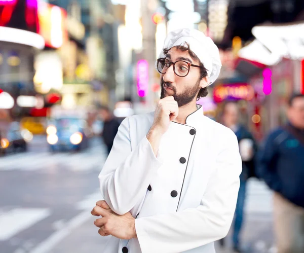 Chef loco con expresión preocupada — Foto de Stock