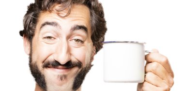 bir kahve ile genç serin adam