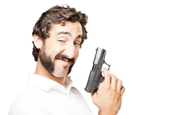 Joven fresco hombre con pistola — Foto de Stock