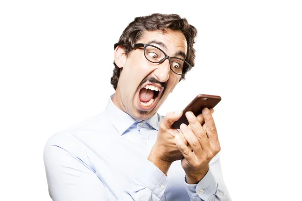 Ung, kul mann med mobiltelefon – stockfoto