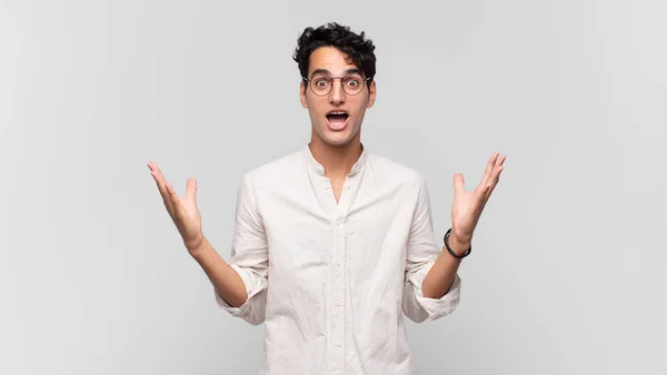 Young Handsome Man Feeling Happy Excited Surprised Shocked Smiling Astonished — Stock Photo, Image