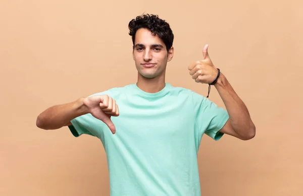 Young Handsome Man Feeling Confused Clueless Unsure Weighting Good Bad — Stock Photo, Image
