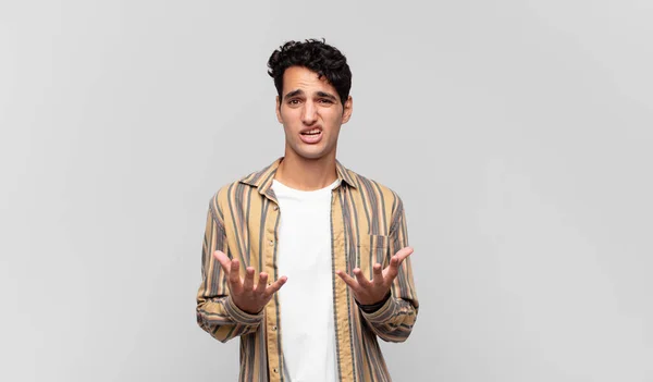 Young Handsome Man Looking Desperate Frustrated Stressed Unhappy Annoyed Shouting — Stock Photo, Image