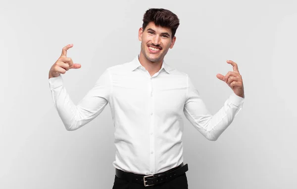 Young Handsome Man Framing Outlining Own Smile Both Hands Looking — Stock Photo, Image