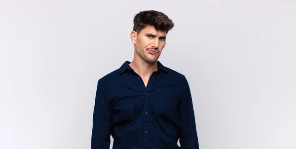 Young Handsome Man Feeling Confused Doubtful Wondering Trying Choose Make — Stock Photo, Image