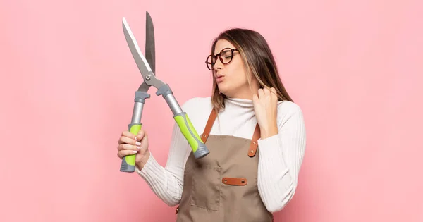 Ung Blond Kvinna Känna Sig Stressad Orolig Trött Och Frustrerad — Stockfoto