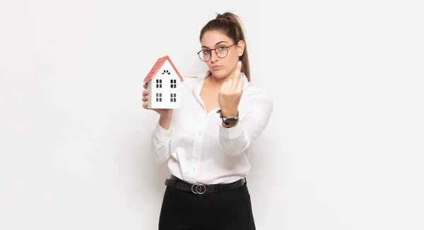 Young Blonde Woman Feeling Angry Annoyed Rebellious Aggressive Flipping Middle — Stock Photo, Image