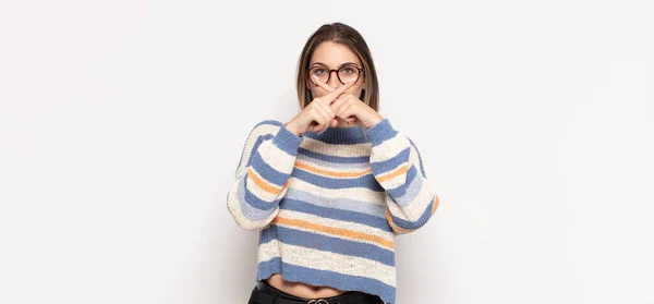 Young Blonde Woman Looking Serious Displeased Both Fingers Crossed Front — Stock Photo, Image