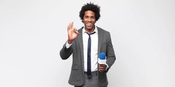 Young Black Man Presenter — Stock Photo, Image