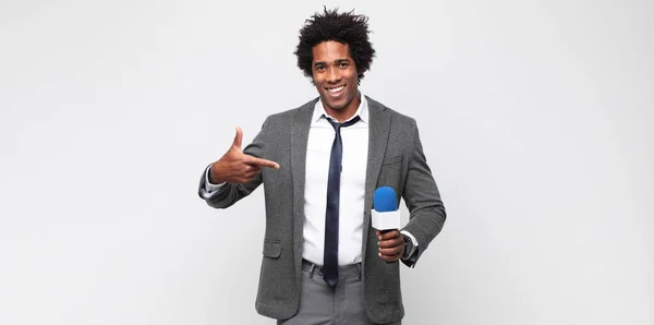 Young Black Man Presenter — Stock Photo, Image