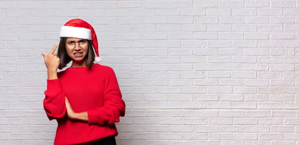 Pretty Woman Santa Hat Christmas Concept — Stock Photo, Image