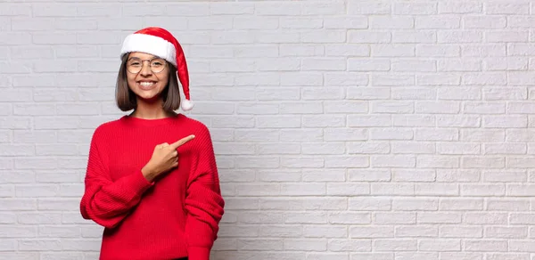 Pretty Woman Santa Hat Christmas Concept — Stock Photo, Image