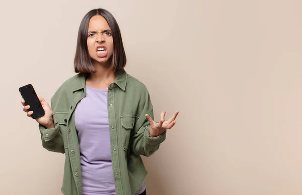 Junge Frau Die Wütend Genervt Und Frustriert Schreit Wtf Oder — Stockfoto