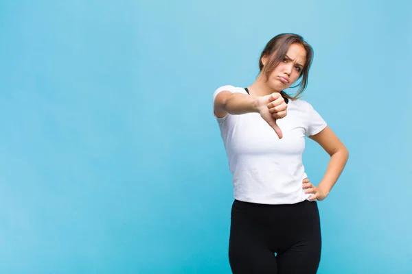 Young Hispanic Woman Feeling Cross Angry Annoyed Disappointed Displeased Showing — Stock Photo, Image