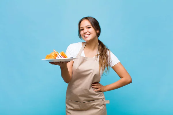 Pretty Hispanic Woman Baker Uniform — Stock Photo, Image