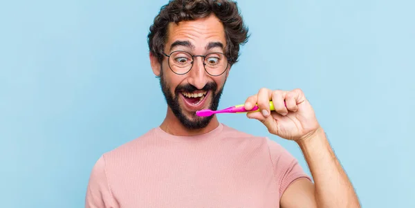 Jeune Homme Avec Une Brosse Dents — Photo