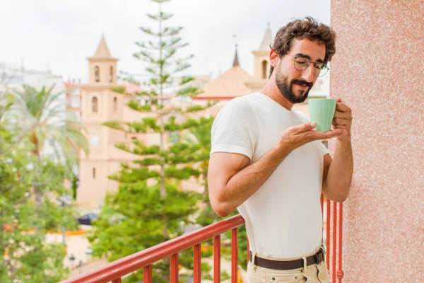 Young Bearded Man Having Coffee — Stock Photo, Image