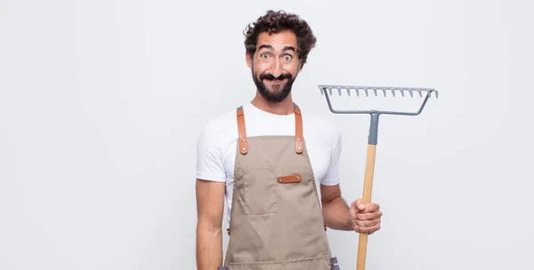 Joven Que Feliz Tonto Con Una Amplia Divertida Sonrisa Loca —  Fotos de Stock