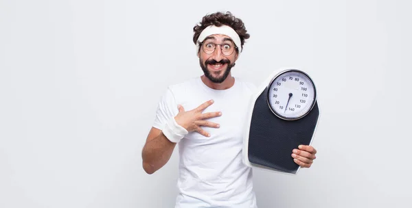 Young Man Looking Happy Surprised Proud Excited Pointing Self — Stock Photo, Image