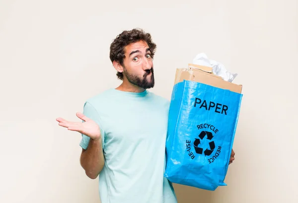 Young Man Feeling Puzzled Confused Doubting Weighting Choosing Different Options — Stock Photo, Image