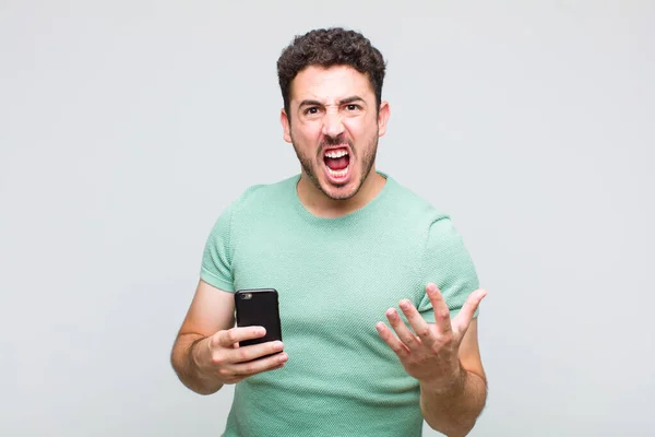 Young Man Looking Angry Annoyed Frustrated Screaming Wtf Whats Wrong — Stock Photo, Image