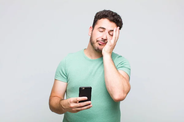 Young Man Feeling Bored Frustrated Sleepy Tiresome Dull Tedious Task — Stock Photo, Image