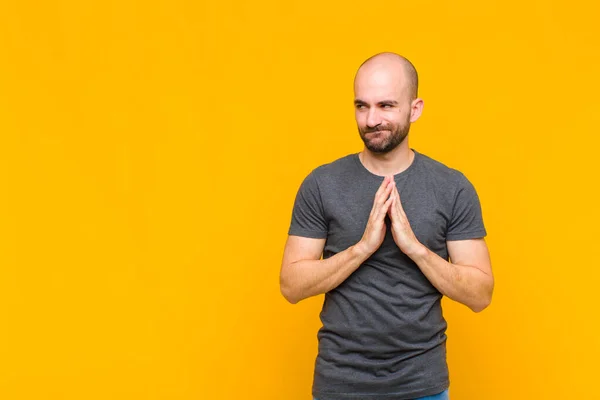 Bald Man Feeling Proud Mischievous Arrogant While Scheming Evil Plan — Stock Photo, Image